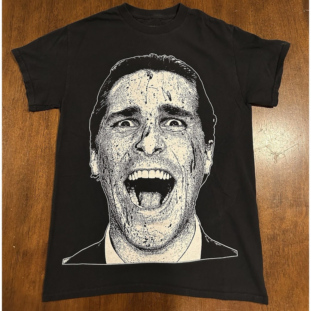 American Psycho Patrick Bateman R Rats T-Shirt Black Men's Size Small